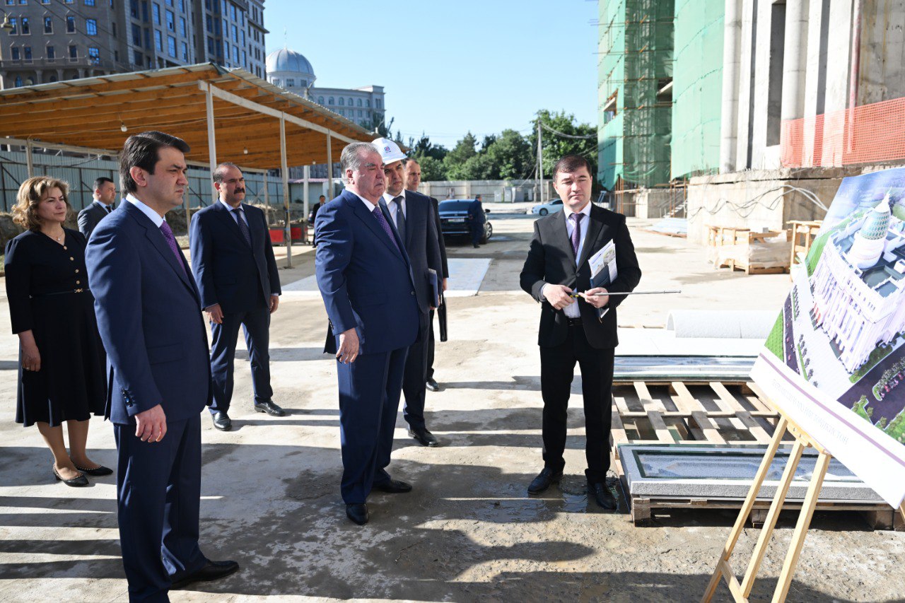 President of Tajikistan inspects construction of National Theatre in Dushanbe