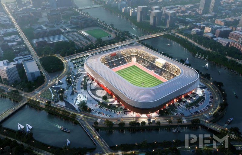 A football stadium under construction in Dushanbe caught fire.