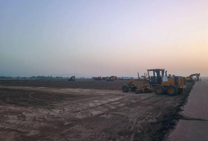 New parking areas and a taxiway are being built at Dushanbe Airport.
