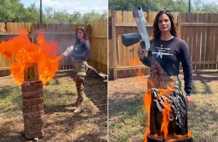 A US congressional candidate burned a Quran in a campaign video.
