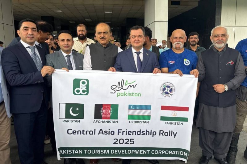 A caravan of motorcyclists from Pakistan headed to Tajikistan.
