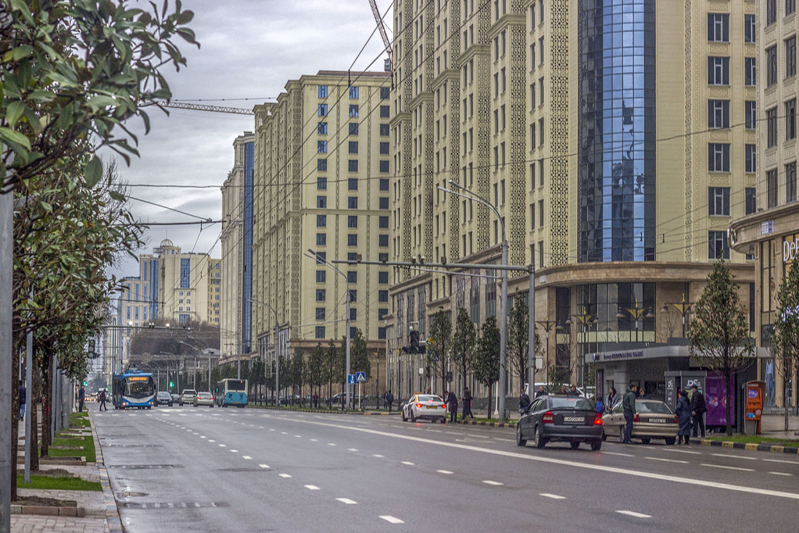 Traffic is temporarily restricted in central Dushanbe due to construction work.