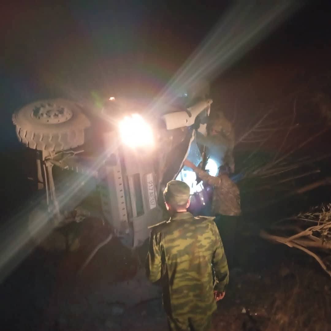 Rescuers in the Sughd region have pulled a driver from an overturned truck.