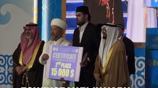 A Quran reciter from Tajikistan took second place in an international competition in Kazakhstan.