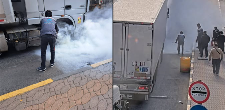 IRS employees prevented a truck fire at the Khushёr toll plaza.