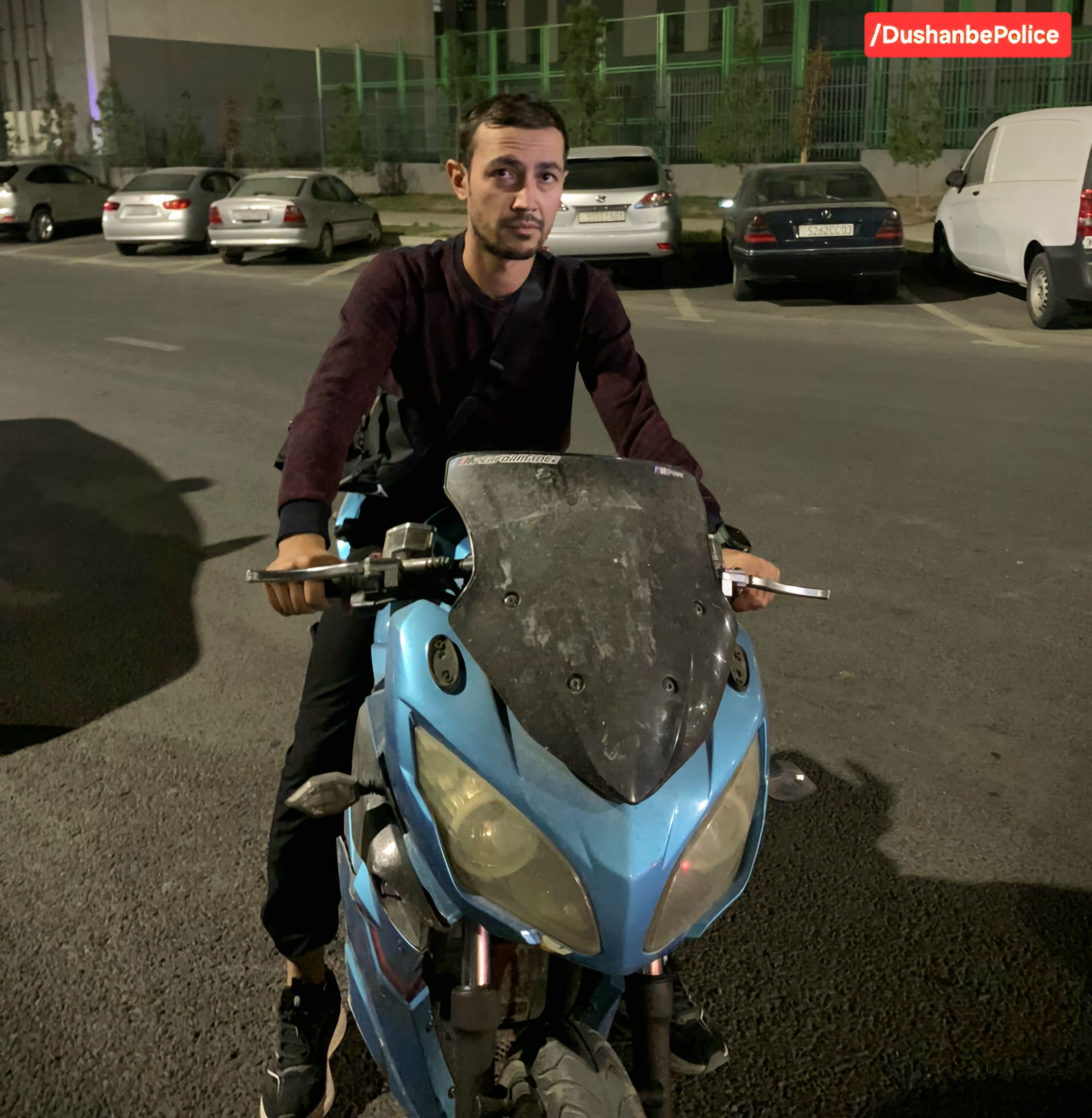 A motorcycle driver in Dushanbe was arrested for driving while intoxicated.