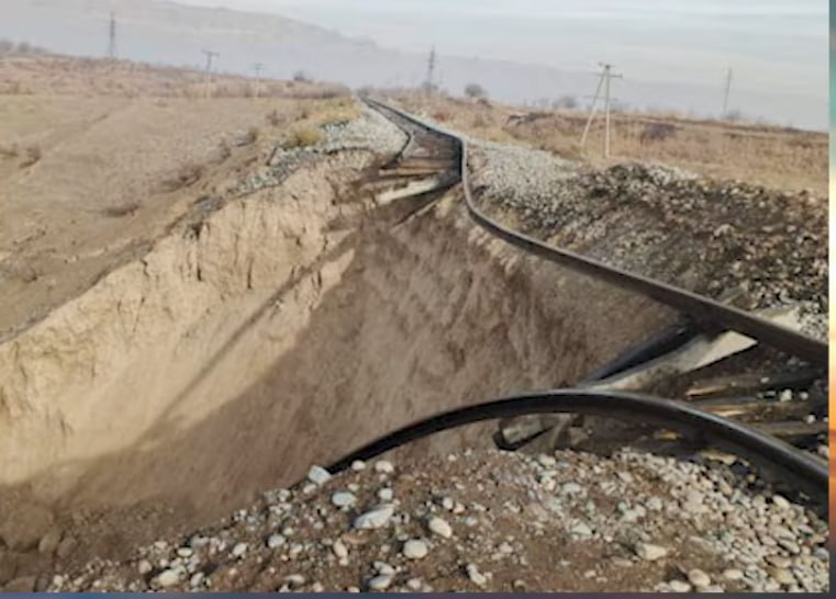 A freight train derailed in the Yavan district due to soil erosion.