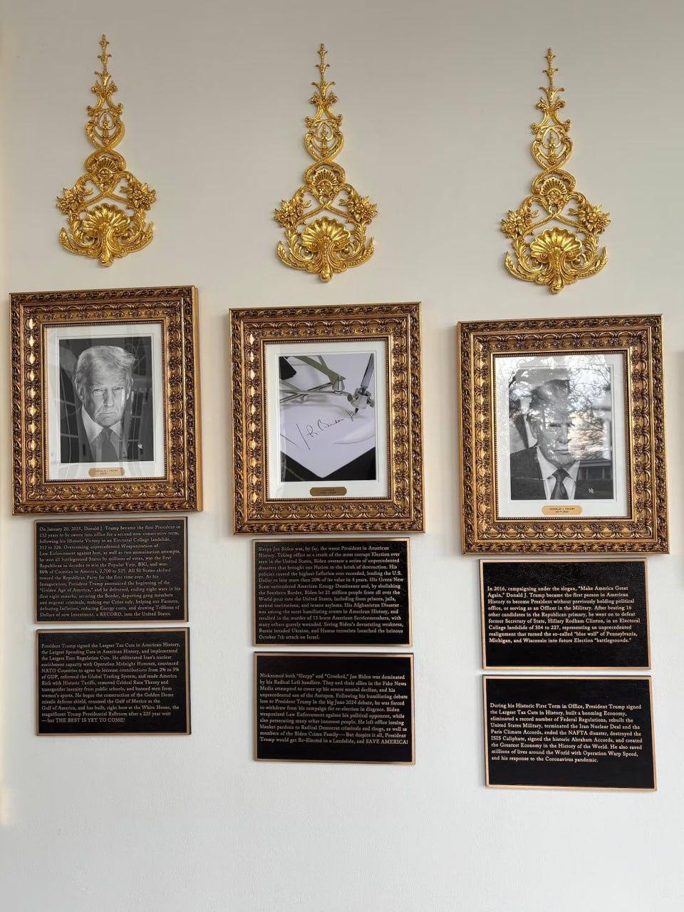The White House now has a "Presidential Walk of Fame" with mocking plaques beneath portraits of US leaders.