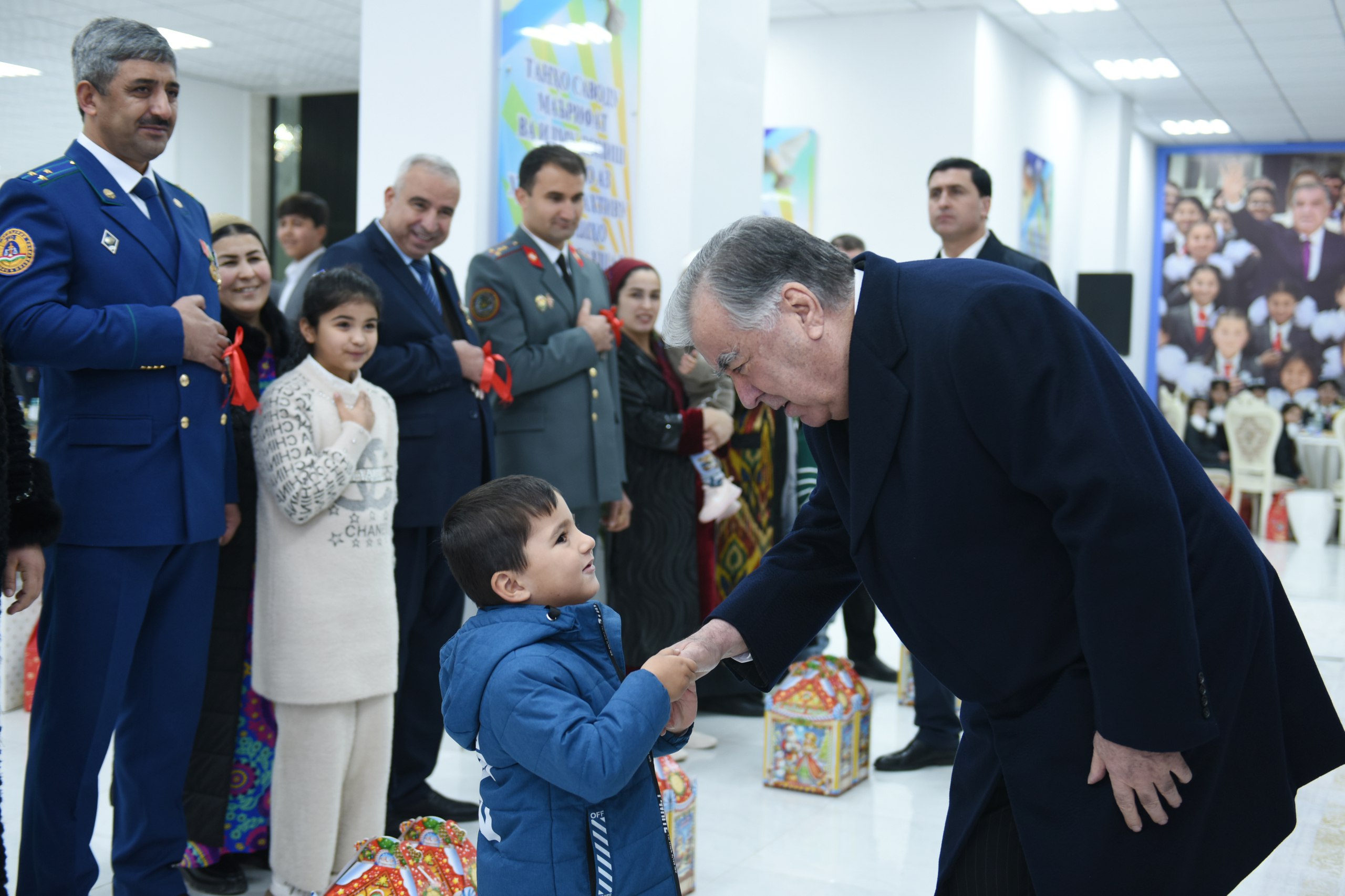 Emomali Rahmon met with Olympiad winners and orphans from the Khatlon region.