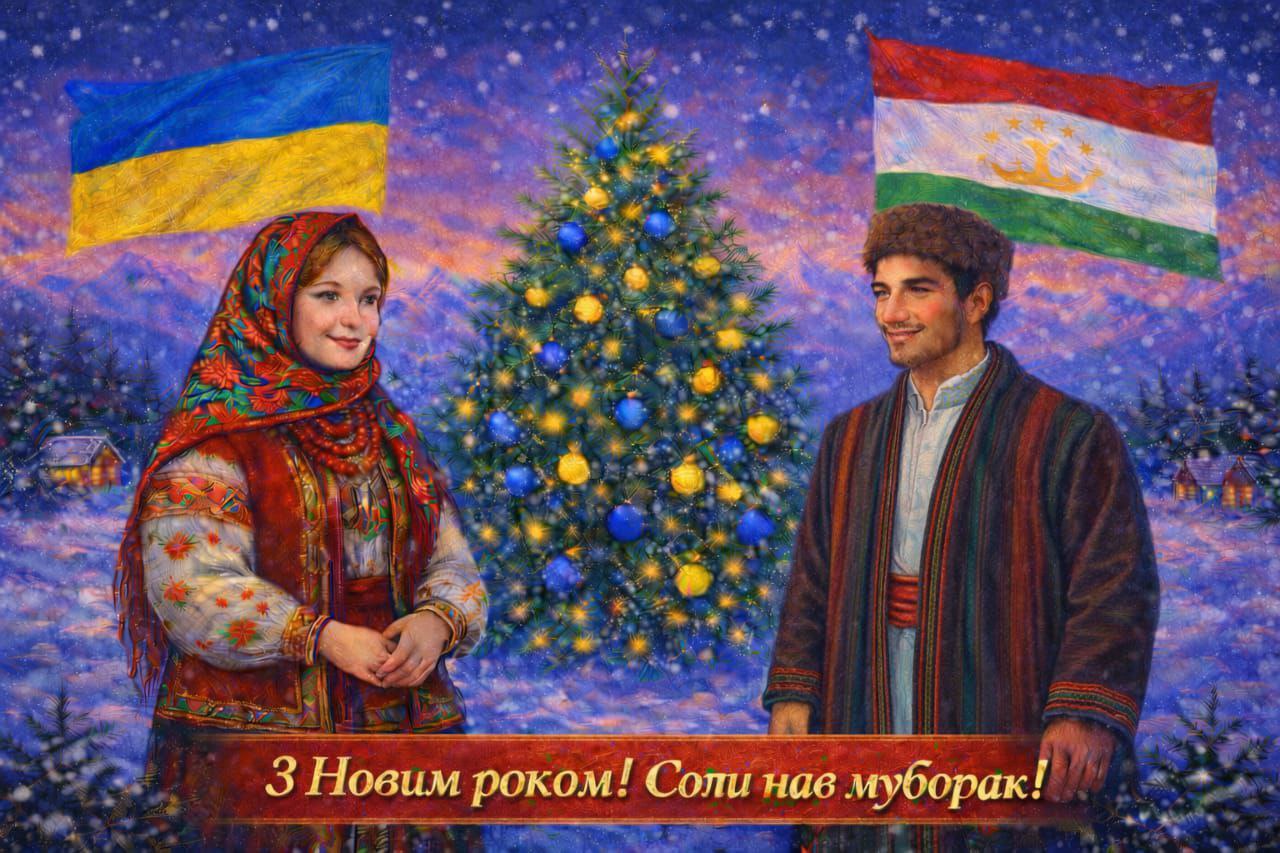 Ukrainian Ambassador to Tajikistan Valeriy Evdokimov congratulated Tajikistan on the New Year 2026.