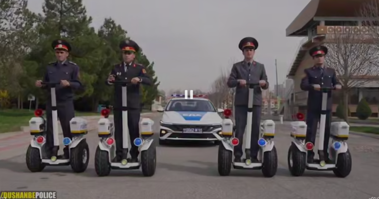 Dushanbe police have begun patrolling on electric scooters.