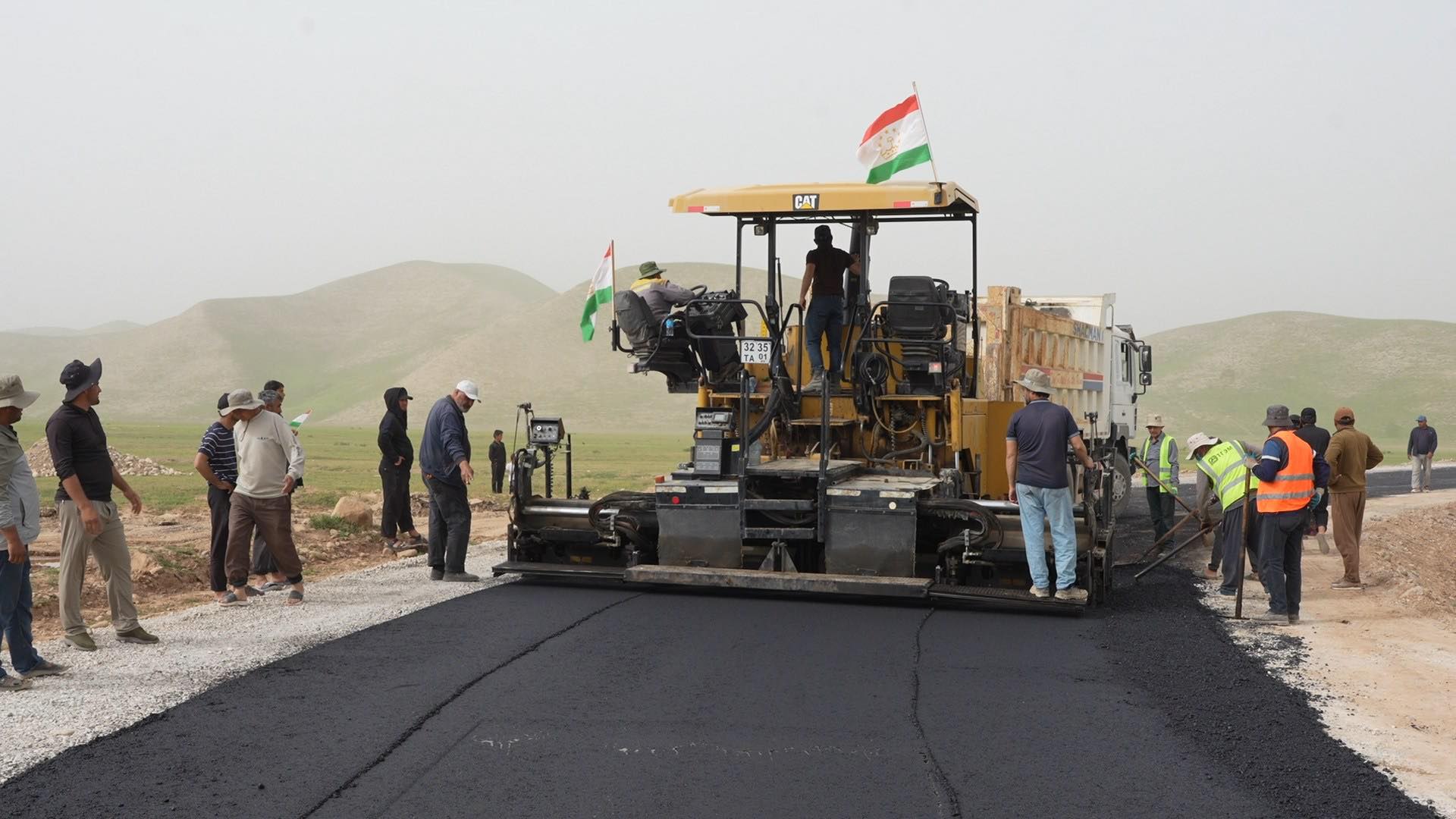 In Dangara, 9 km of a local road is being paved.