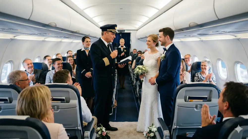 "A match made in heaven": German pilots are now allowed to register marriages on board.