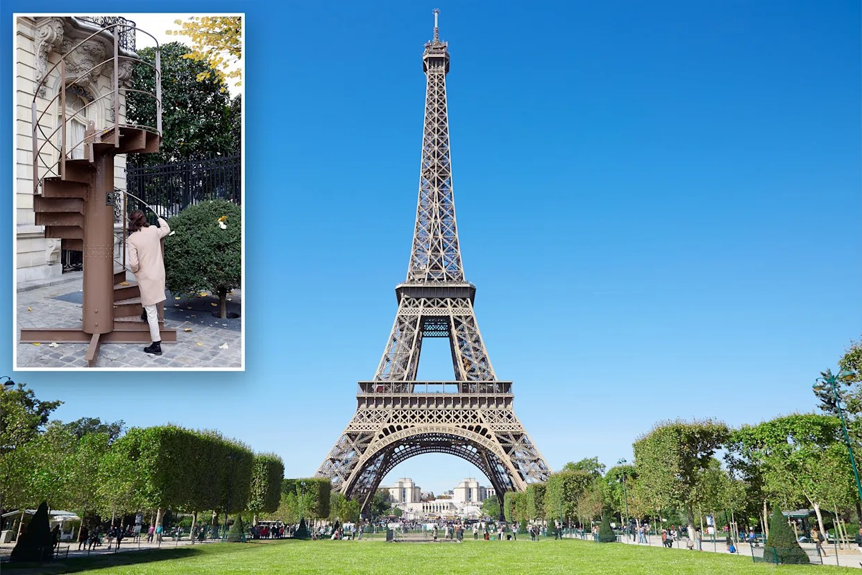 A section of the Eiffel Tower's staircase was sold for 450,000 euros.