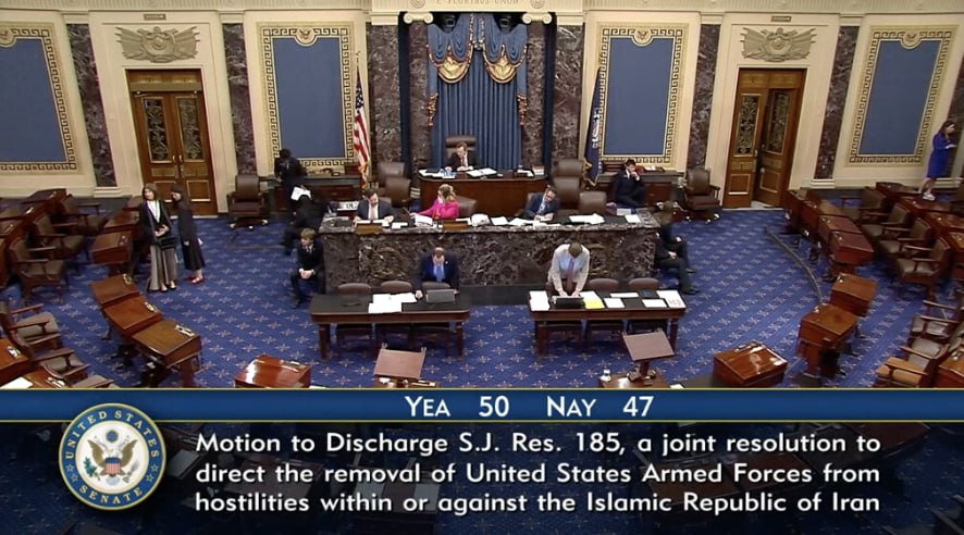 The US Senate has approved a resolution to end hostilities against Iran for the first time.