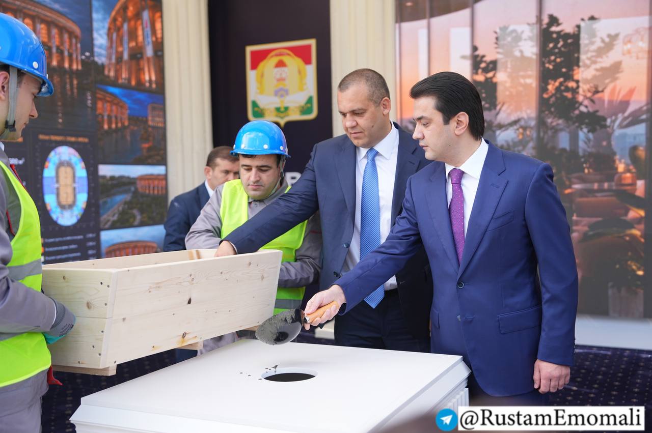 Rustami Emomali and Umar Kremlev launched construction of a new sports complex in Dushanbe.