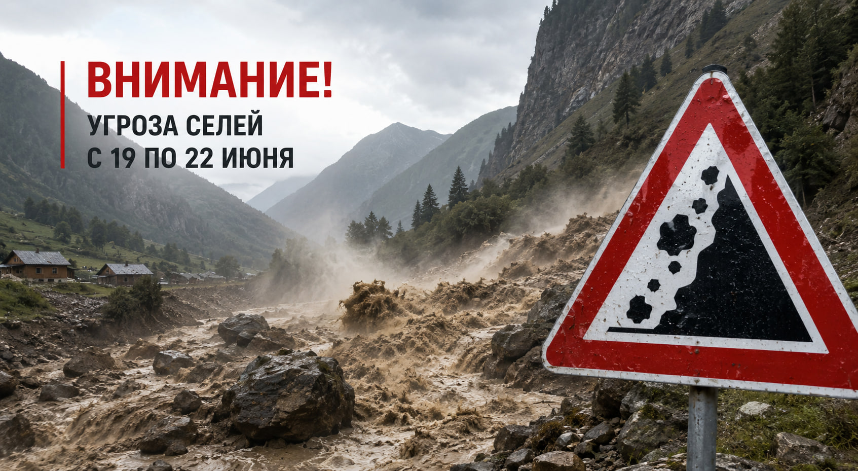 A mudflow warning has been issued in Tajikistan from June 19 to 22.