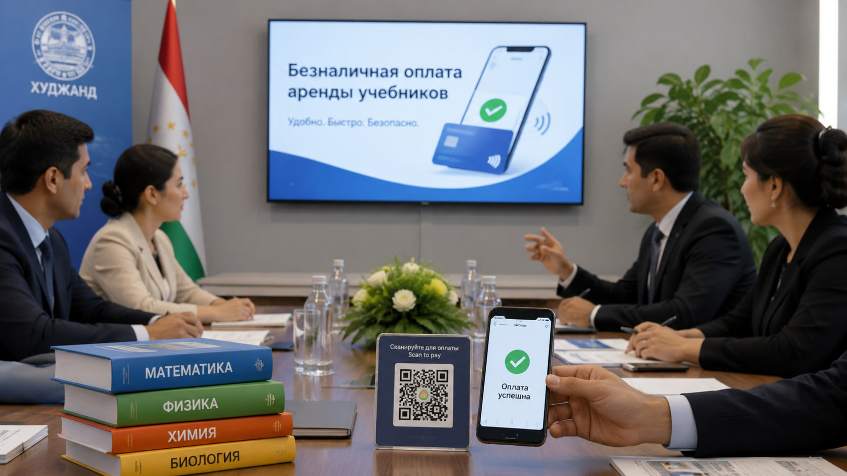 Cashless payment for textbook rentals was discussed in Khujand.