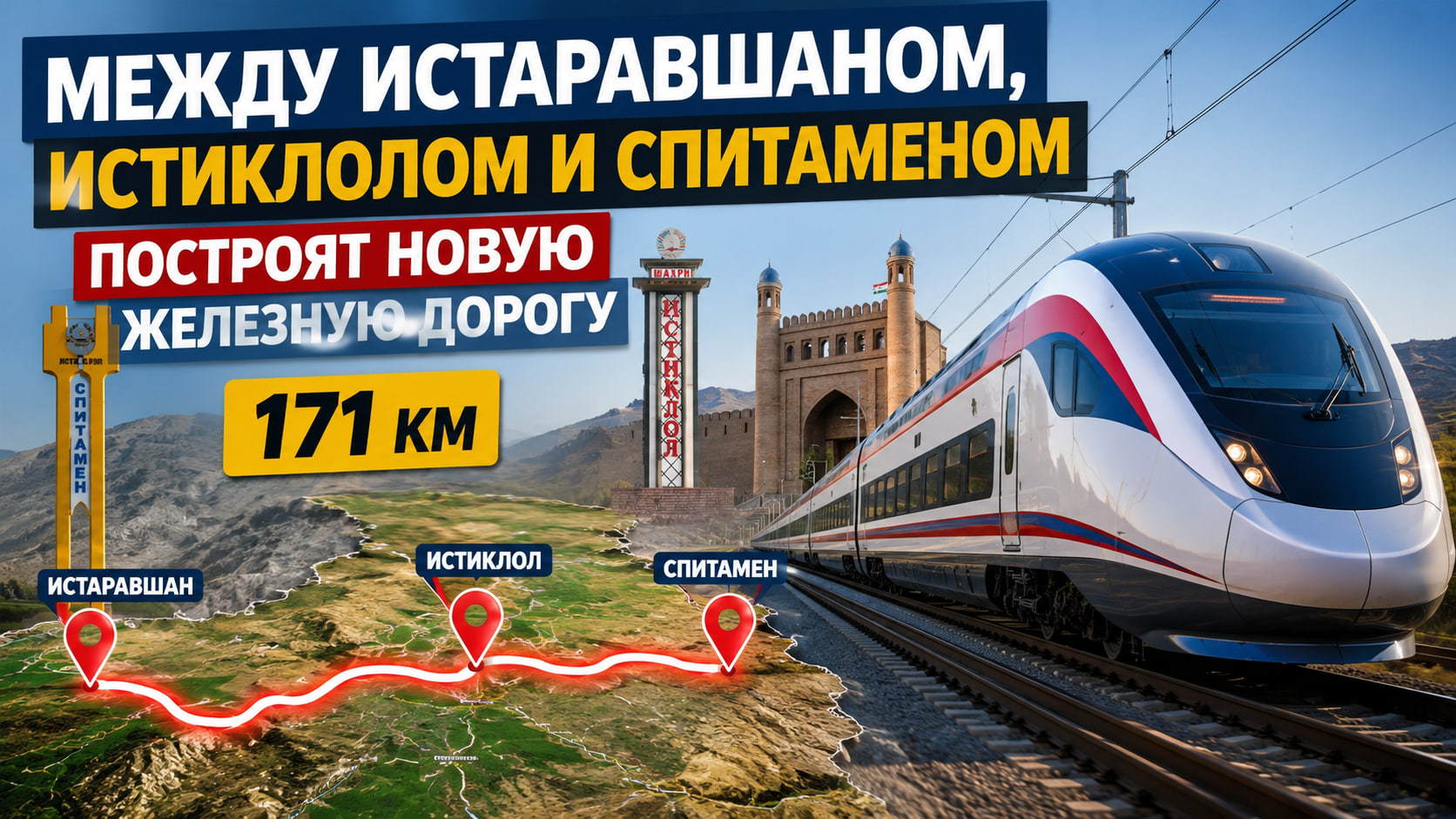 A 171-kilometer-long new railway will be built between Istaravshan, Istiklol, and Spitamen.