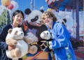 Chinese and American students pose for a photo at Shijiazhuang